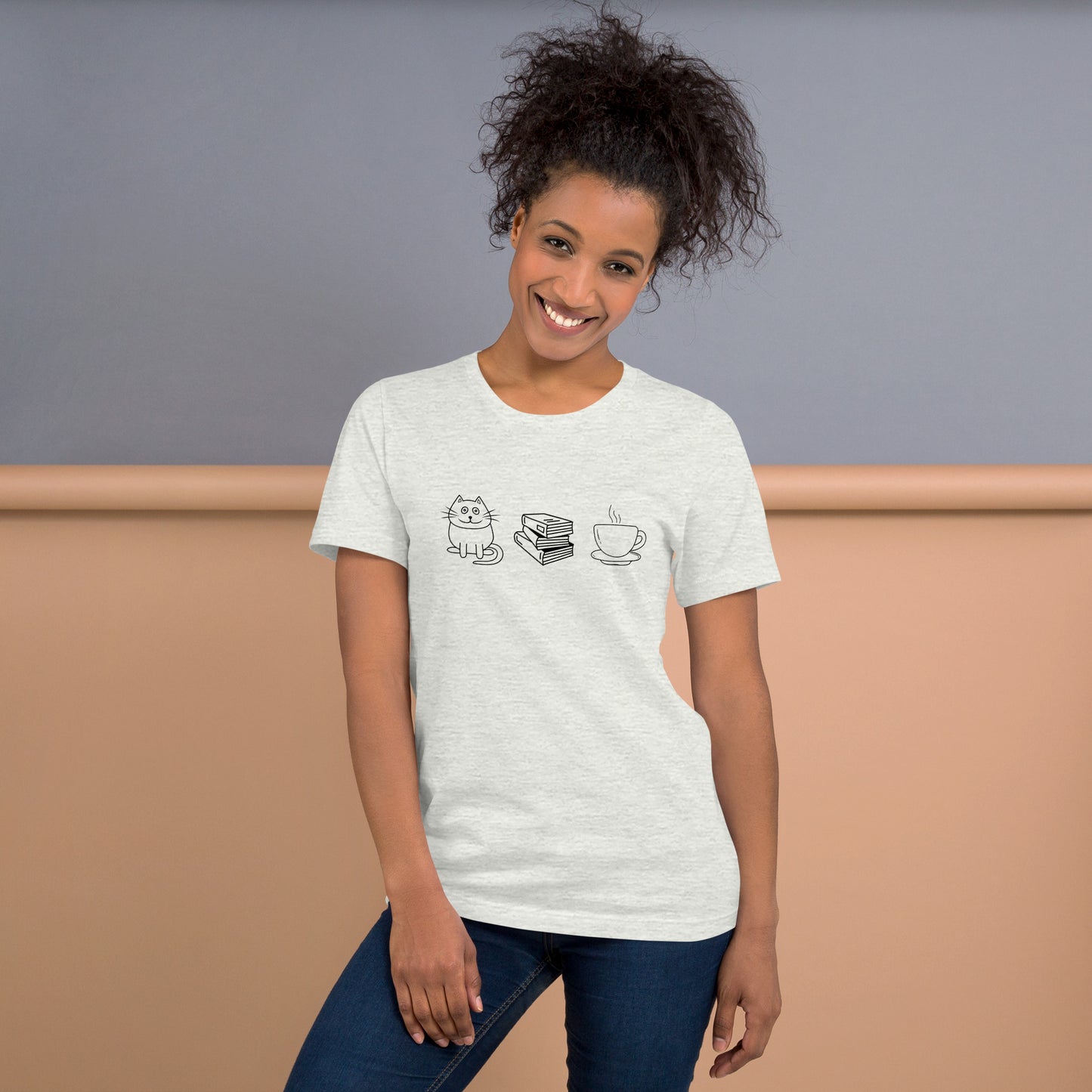 Cat Books Tea Unisex t-shirt