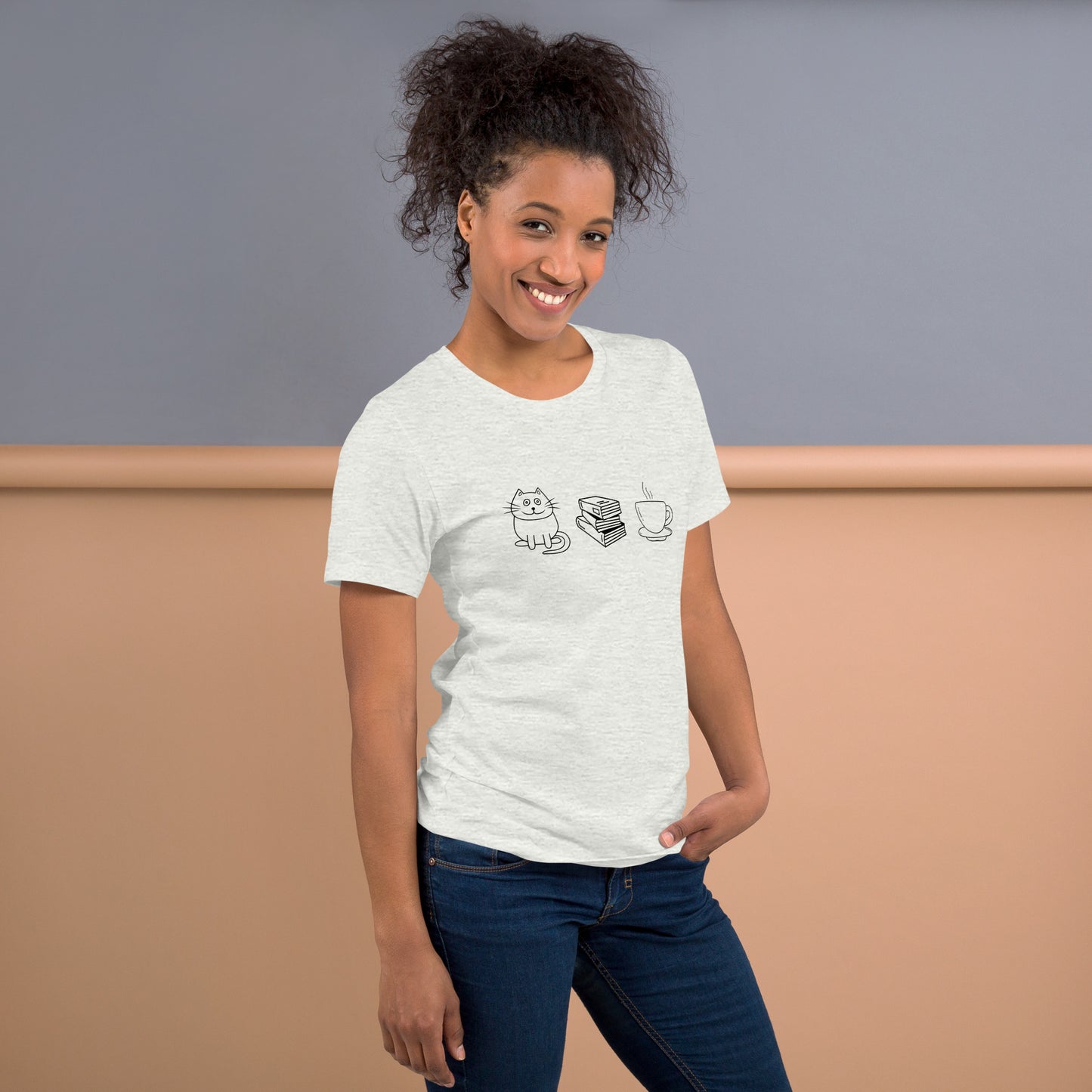 Cat Books Tea Unisex t-shirt