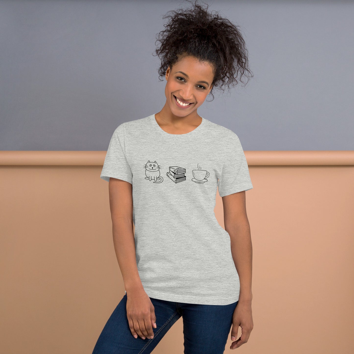 Cat Books Tea Unisex t-shirt