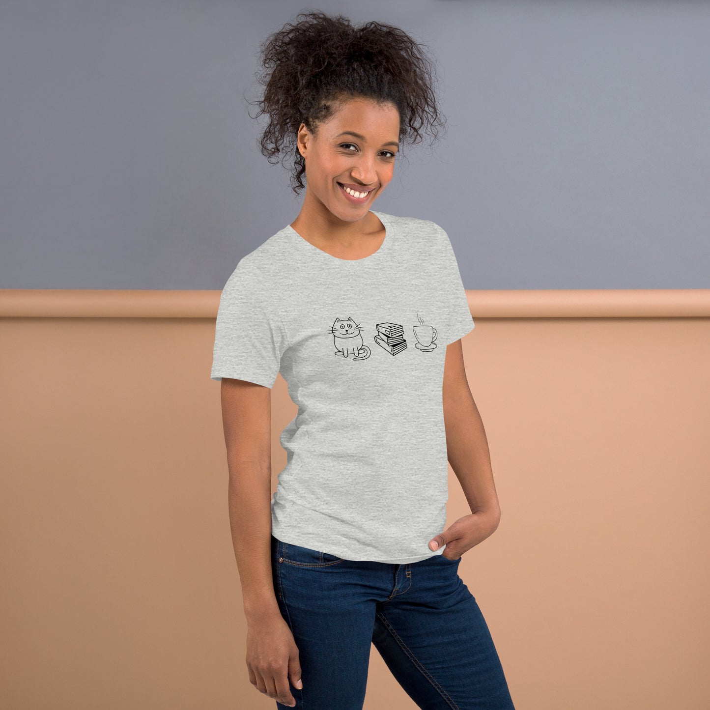 Cat Books Tea Unisex t-shirt