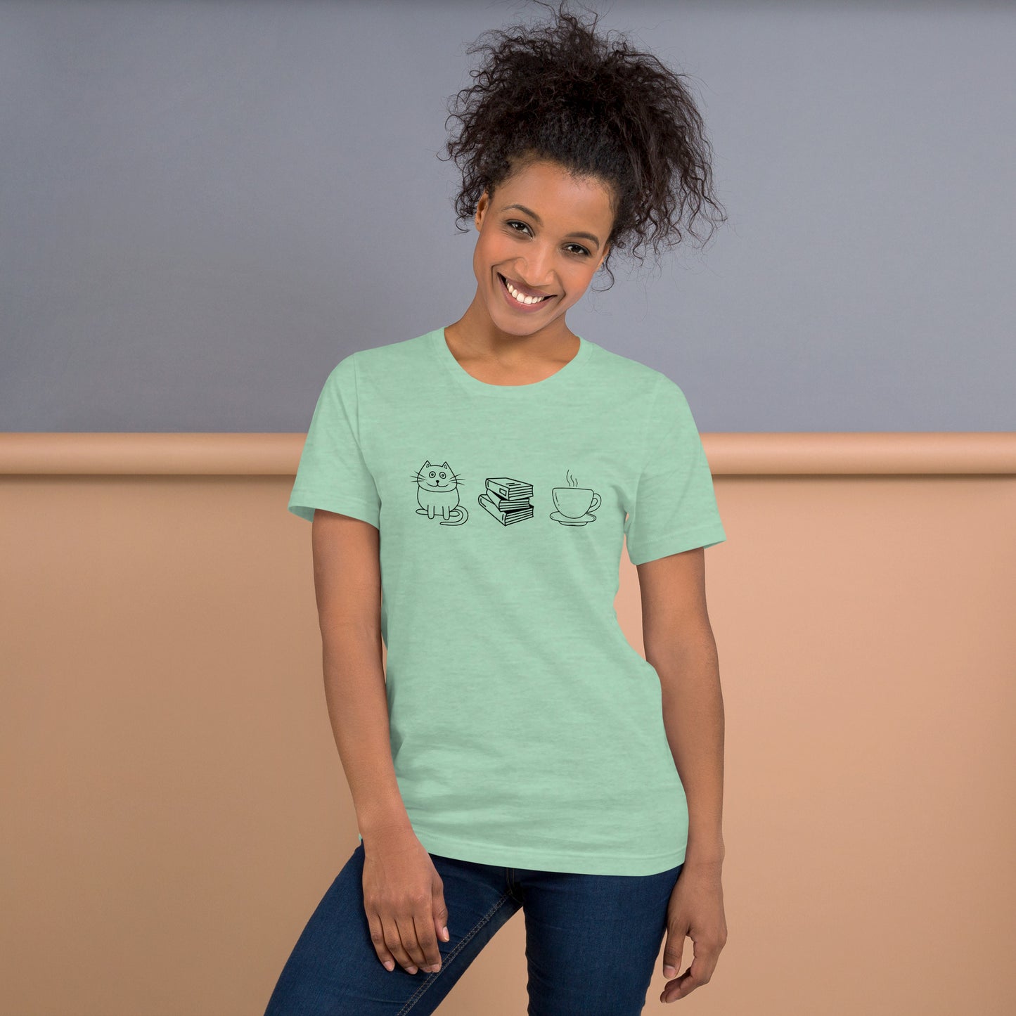 Cat Books Tea Unisex t-shirt