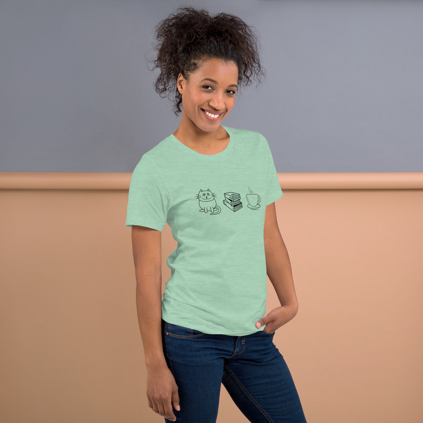 Cat Books Tea Unisex t-shirt