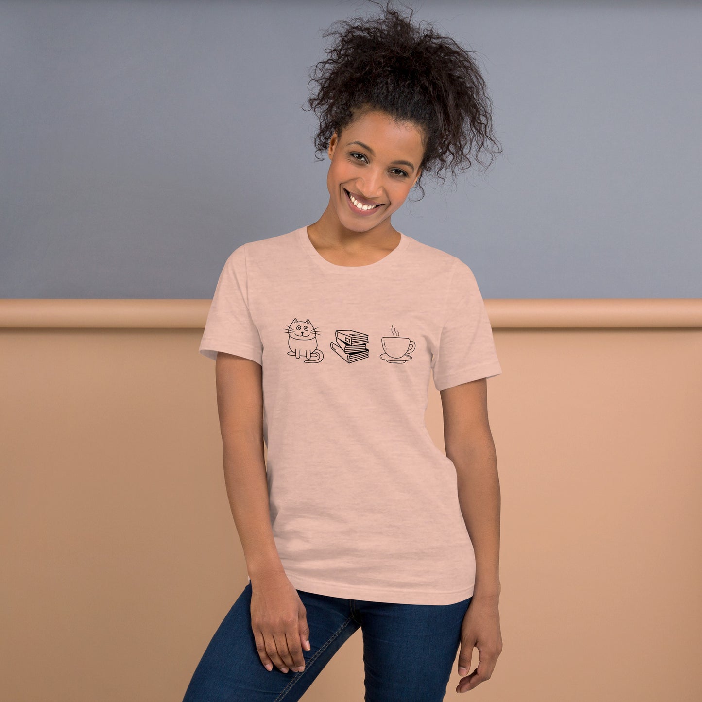 Cat Books Tea Unisex t-shirt