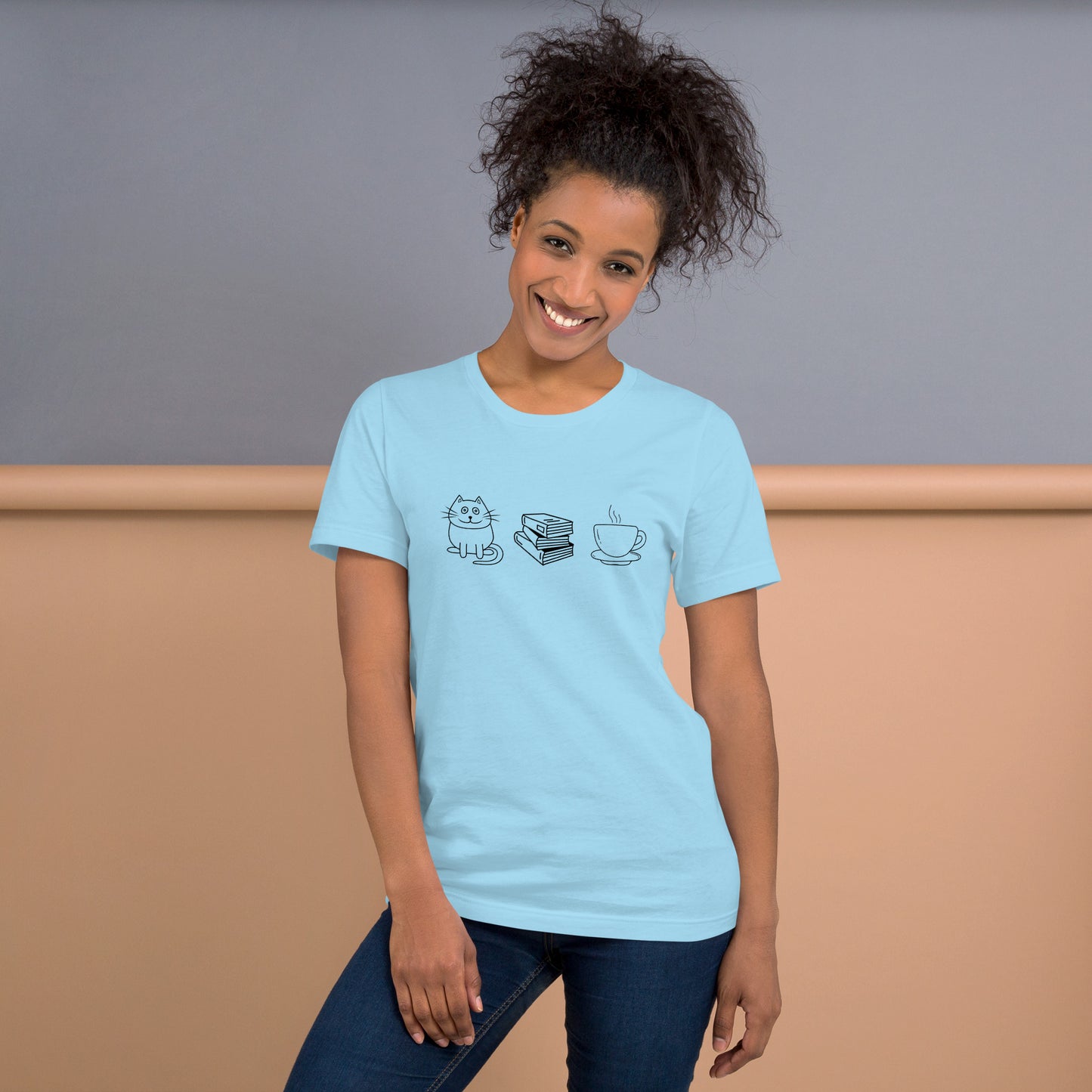 Cat Books Tea Unisex t-shirt