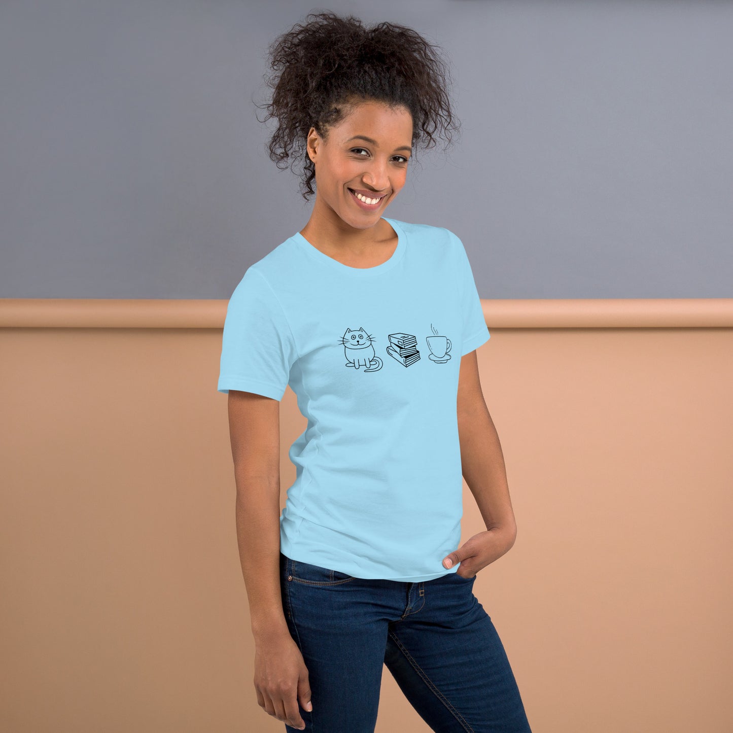 Cat Books Tea Unisex t-shirt