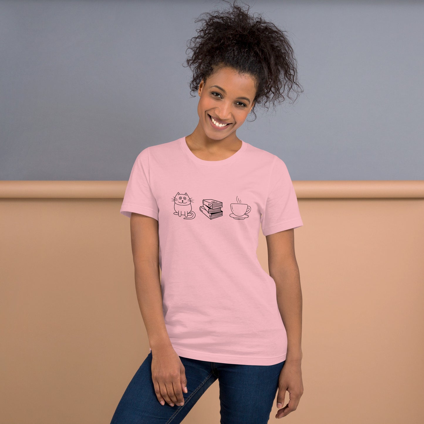 Cat Books Tea Unisex t-shirt