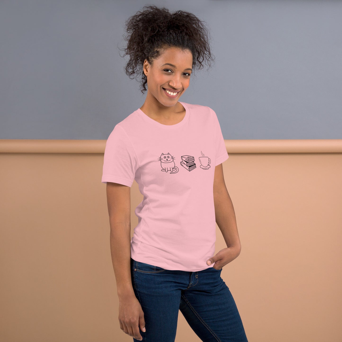 Cat Books Tea Unisex t-shirt