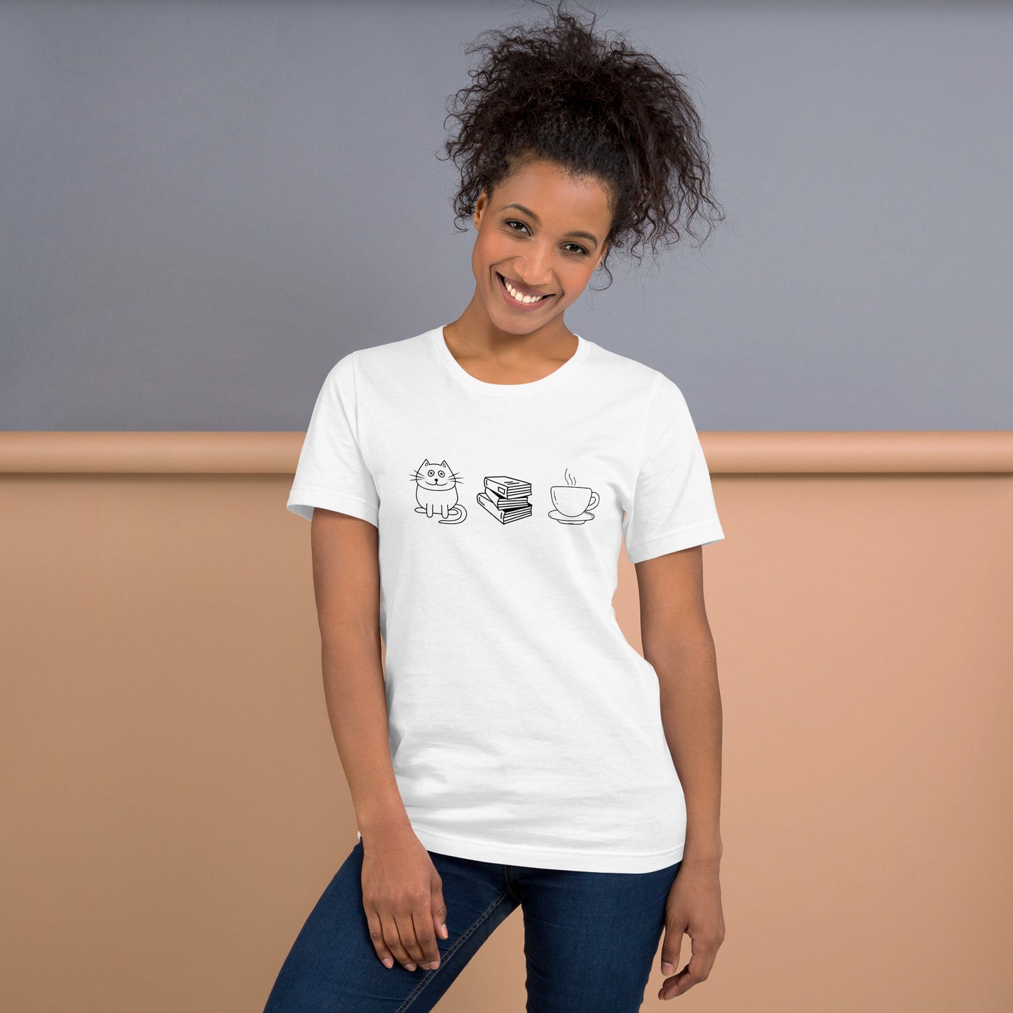 Cat Books Tea Unisex t-shirt