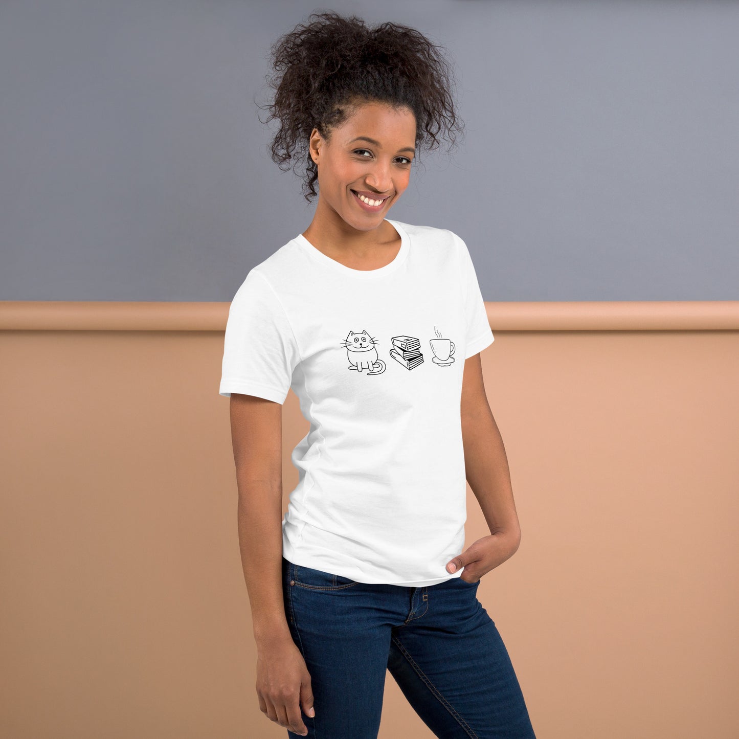 Cat Books Tea Unisex t-shirt