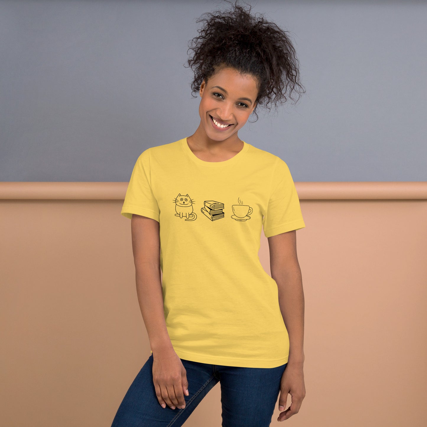 Cat Books Tea Unisex t-shirt
