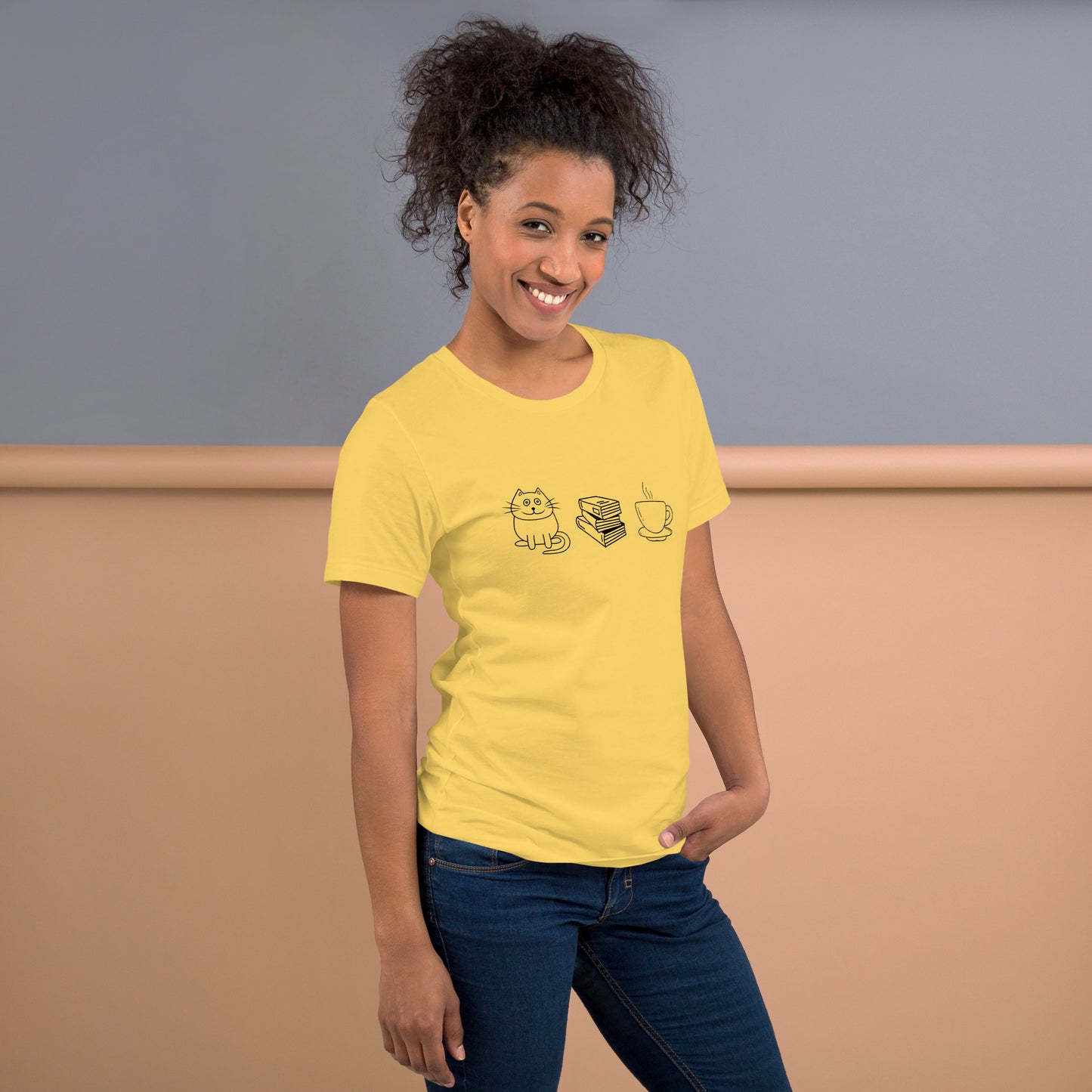 Cat Books Tea Unisex t-shirt