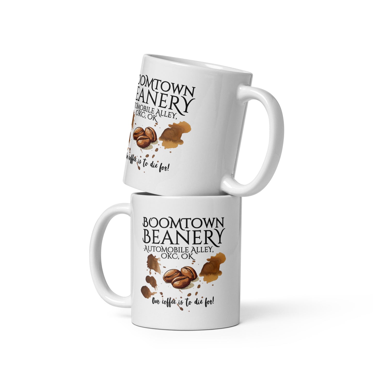 Boomtown Beanery glossy mug
