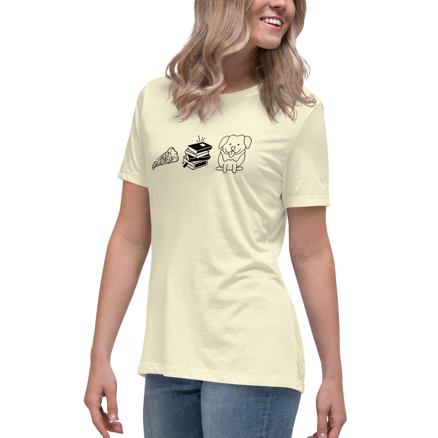 Pizza Books Dogs Women's Relaxed T-Shirt