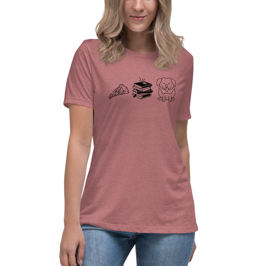 Pizza Books Dogs Women's Relaxed T-Shirt