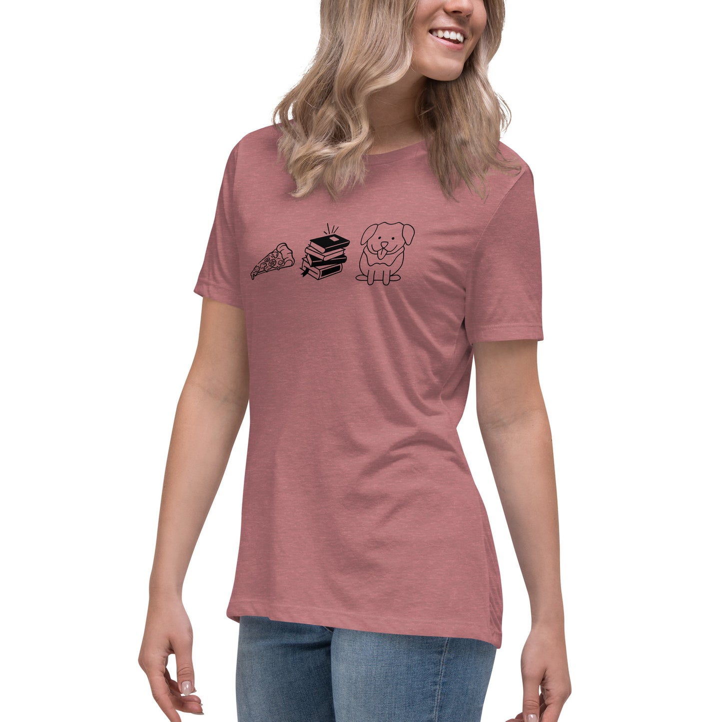 Pizza Books Dogs Women's Relaxed T-Shirt