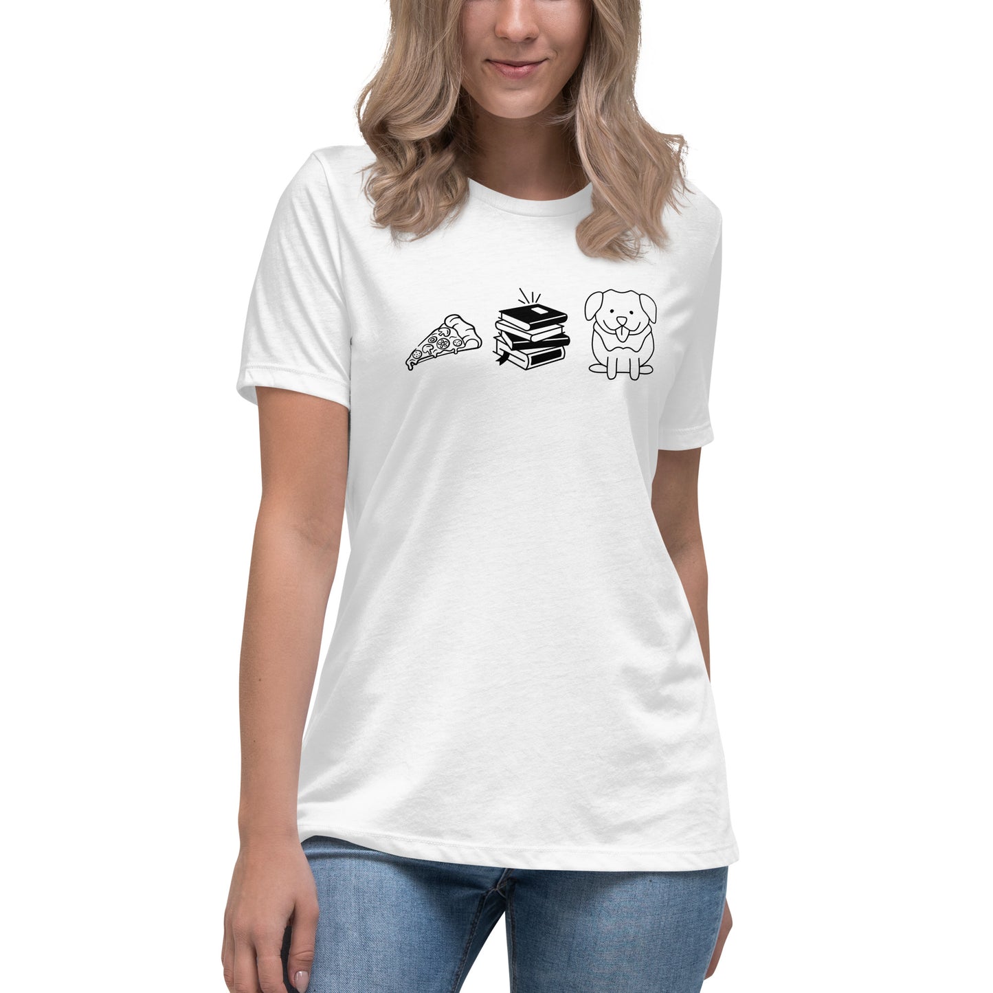 Pizza Books Dogs Women's Relaxed T-Shirt